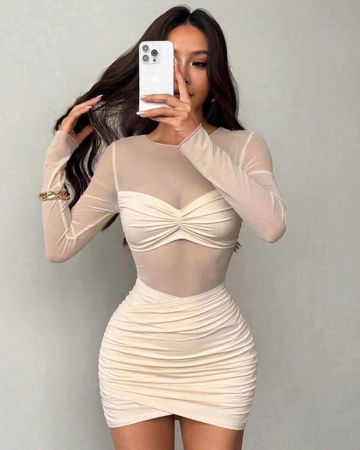 Vestido beige corto