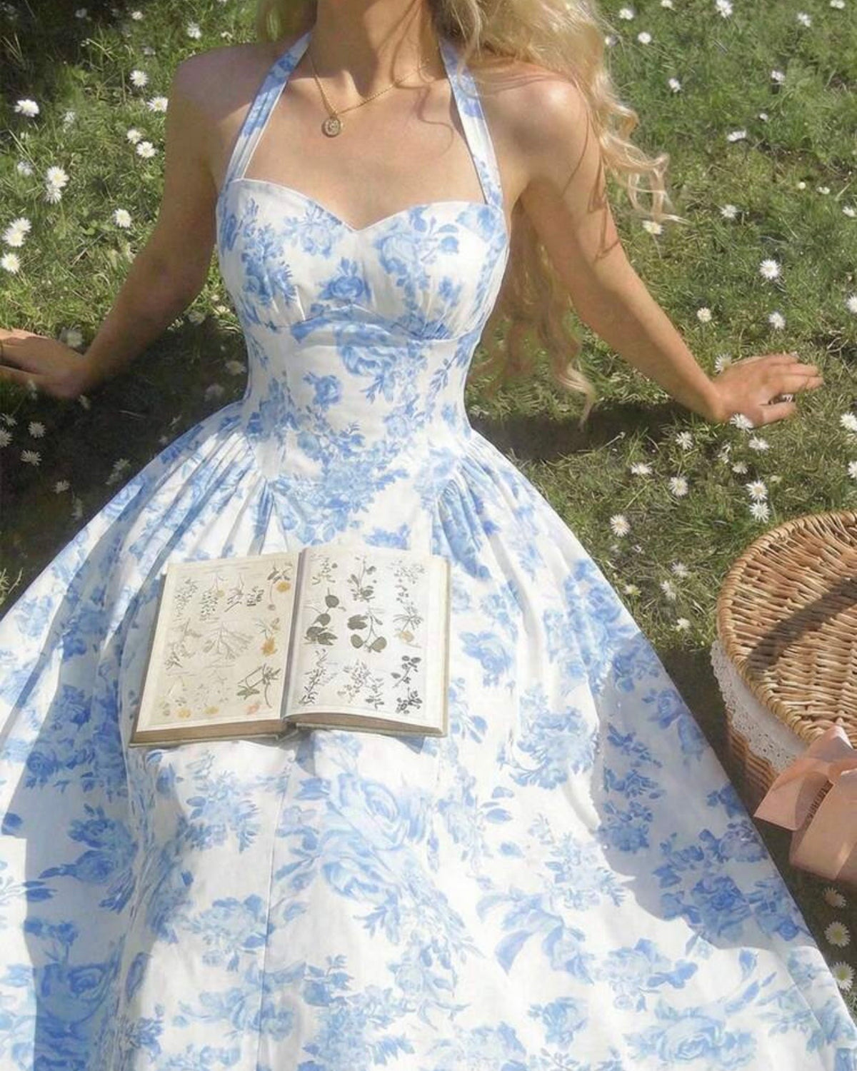 Vestido flores celeste