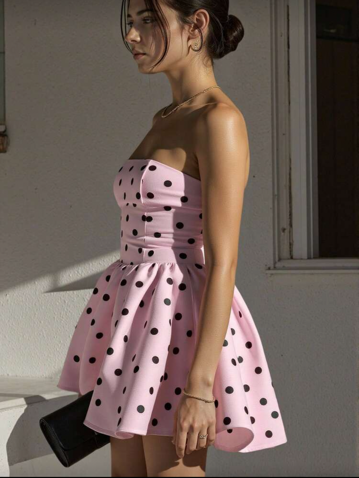 Vestido rosa de puntos
