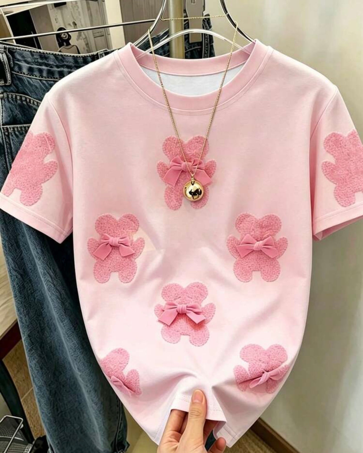 Blusa rosa con flores rosa