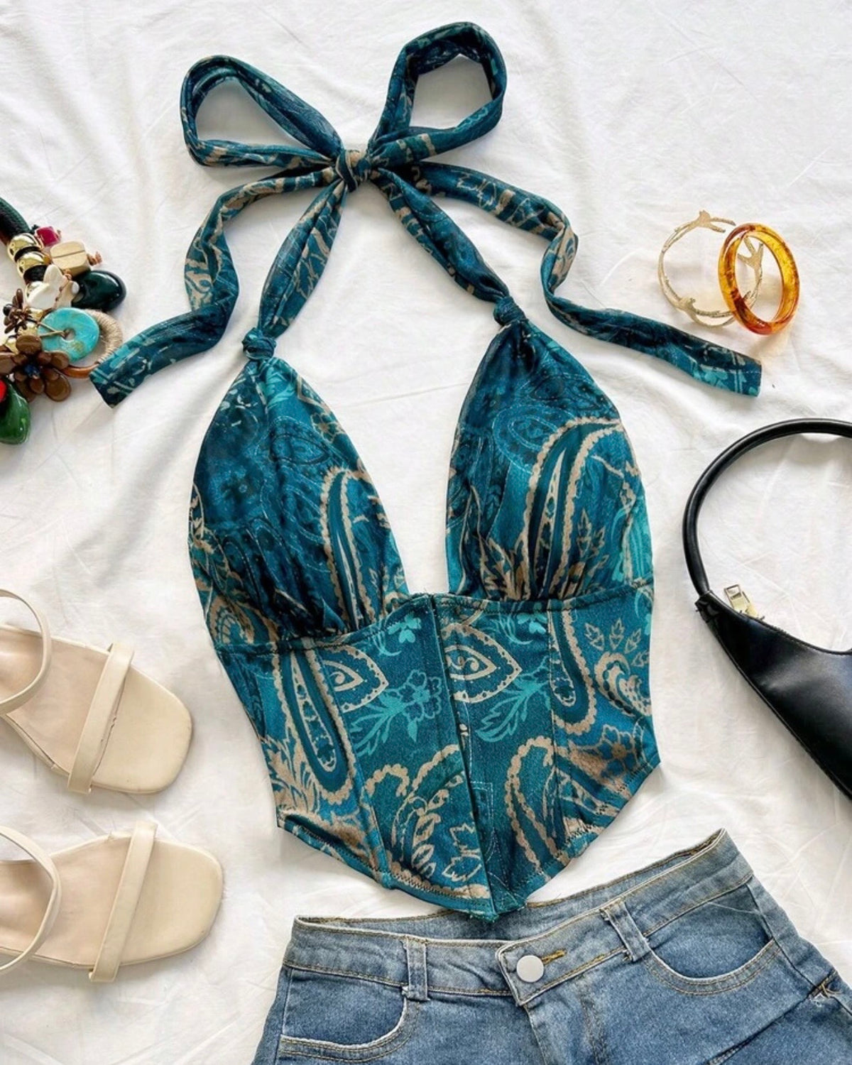 Top halter verde