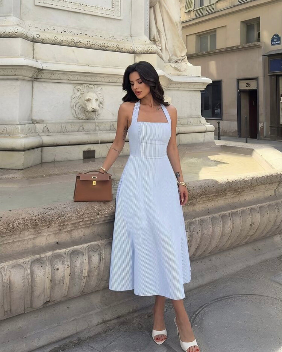 Vestido rayas celeste