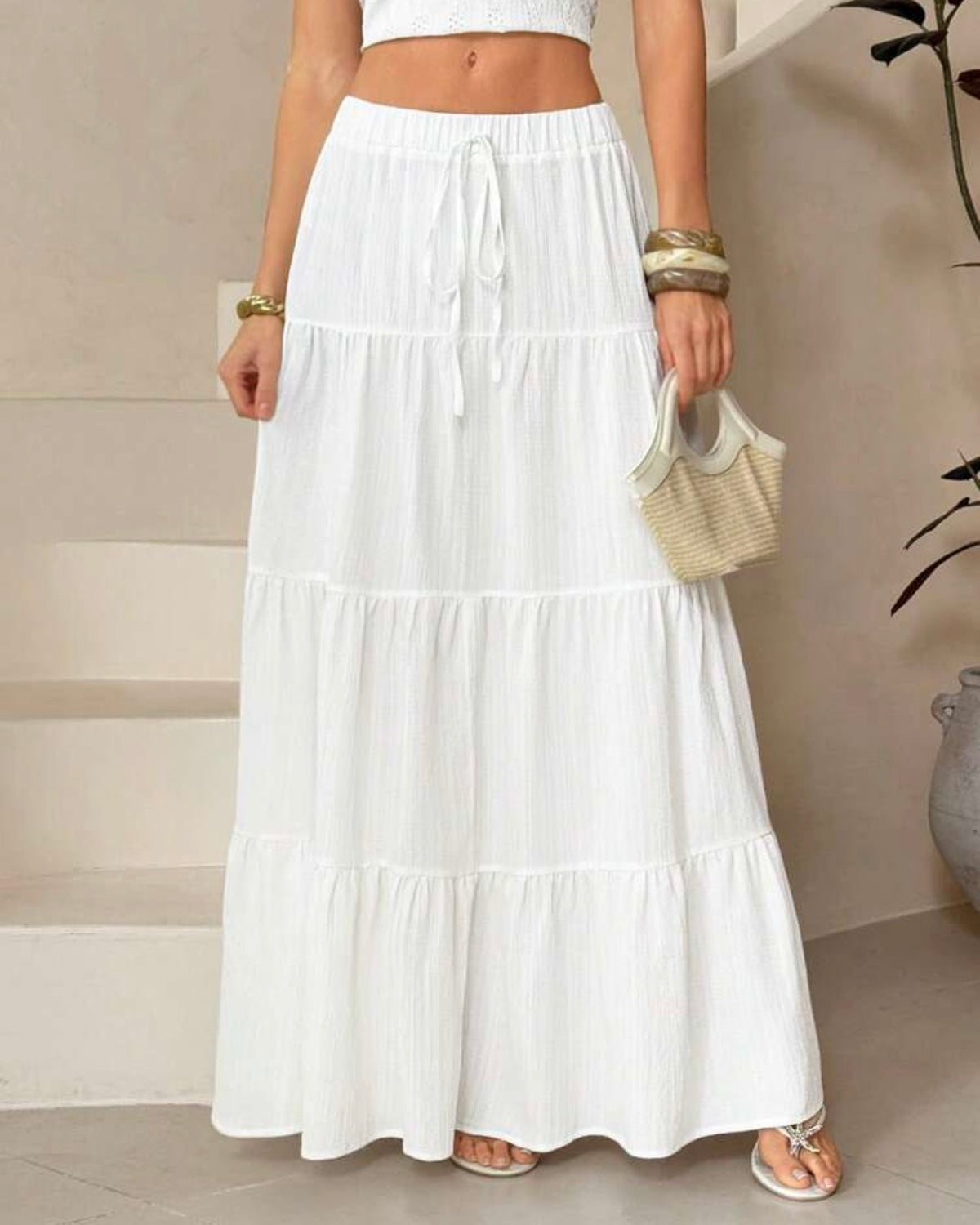 Falda larga blanca