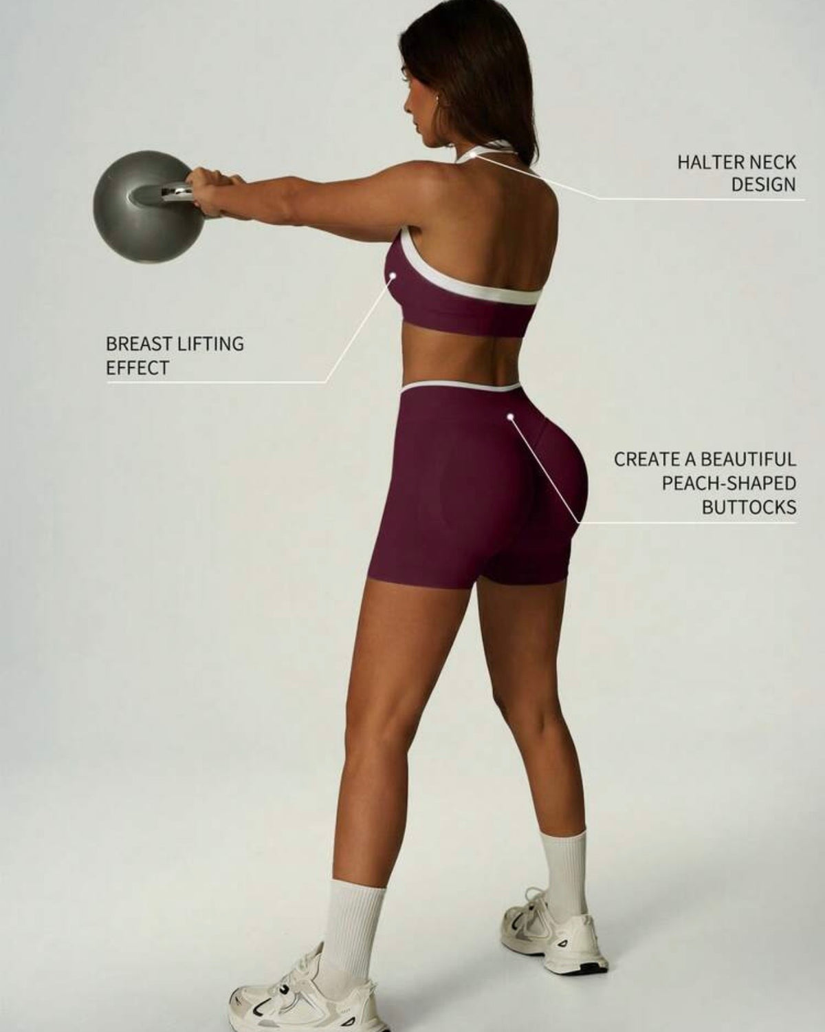 Conjunto deportivo morado top y licra