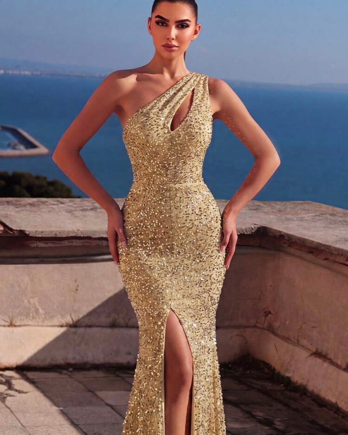 Vestido de gala Champán