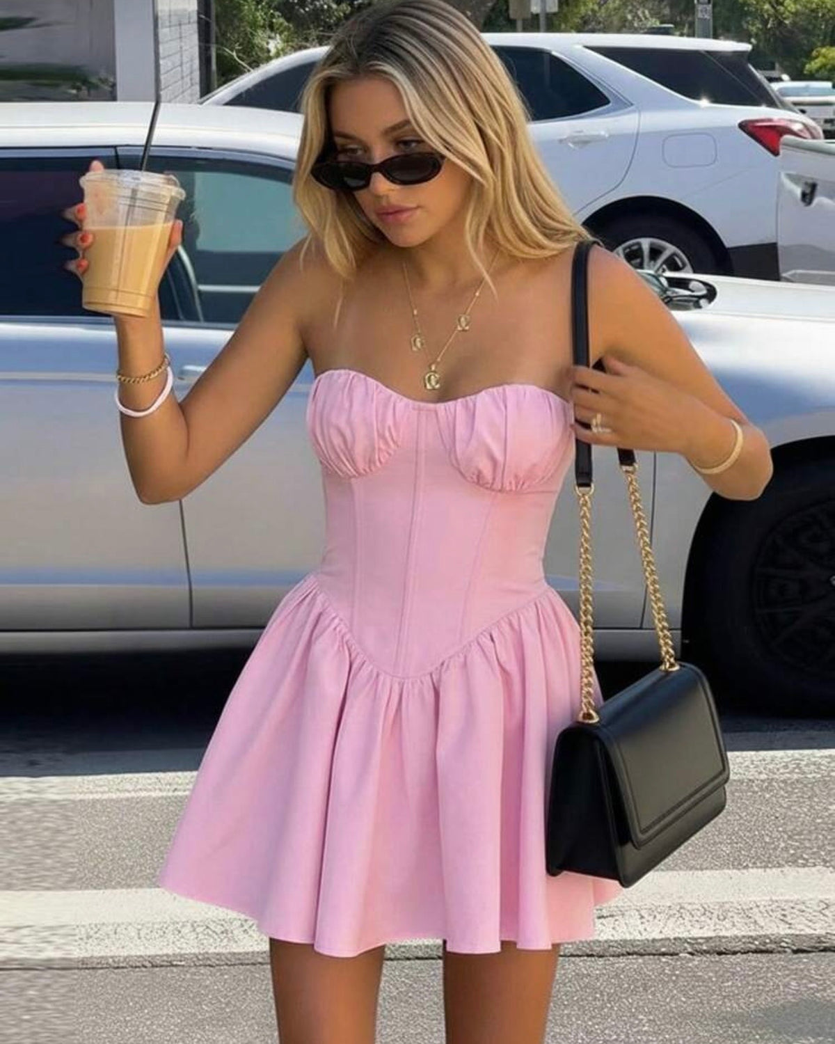 Vestido rosa straple