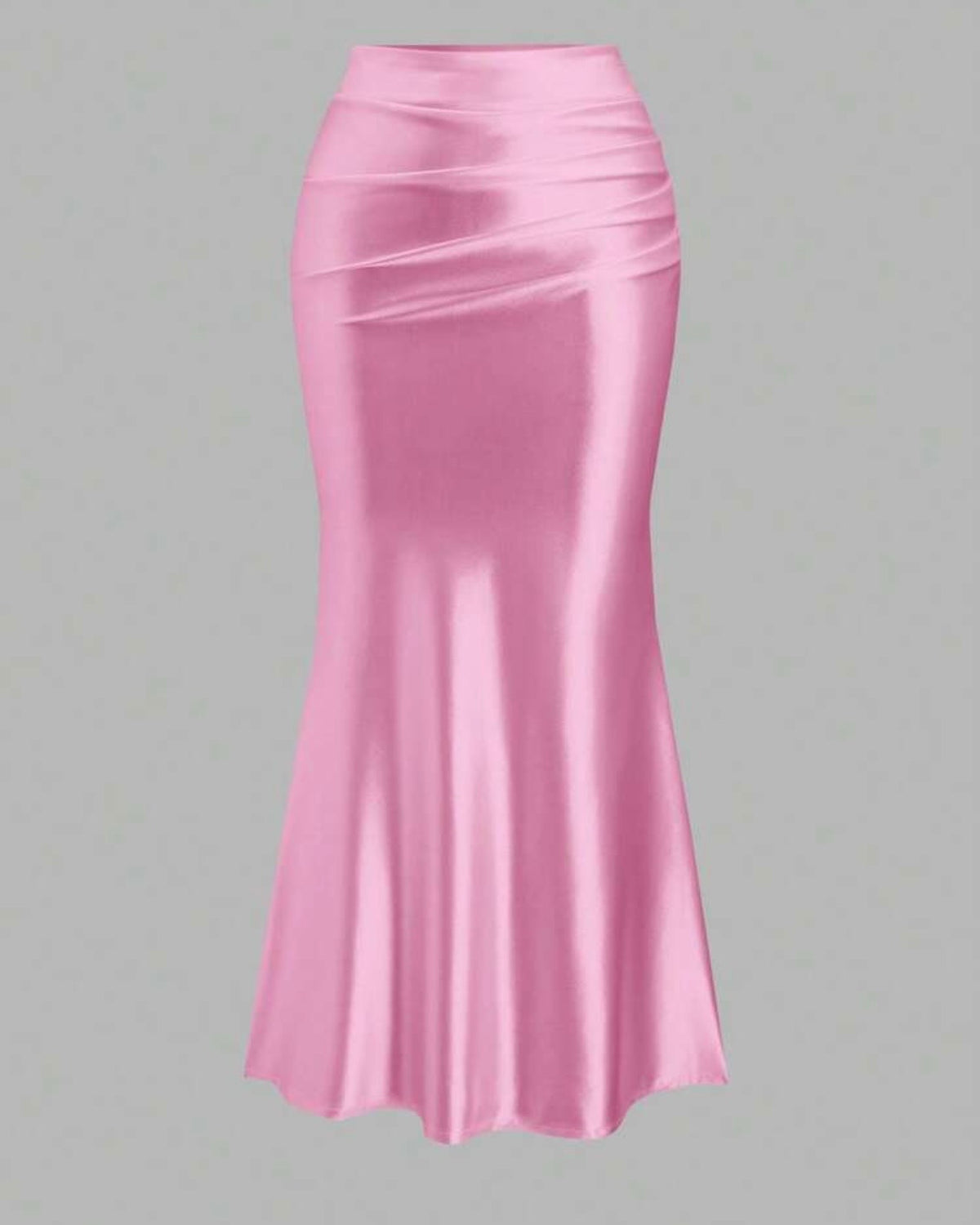 Falda de satin rosa