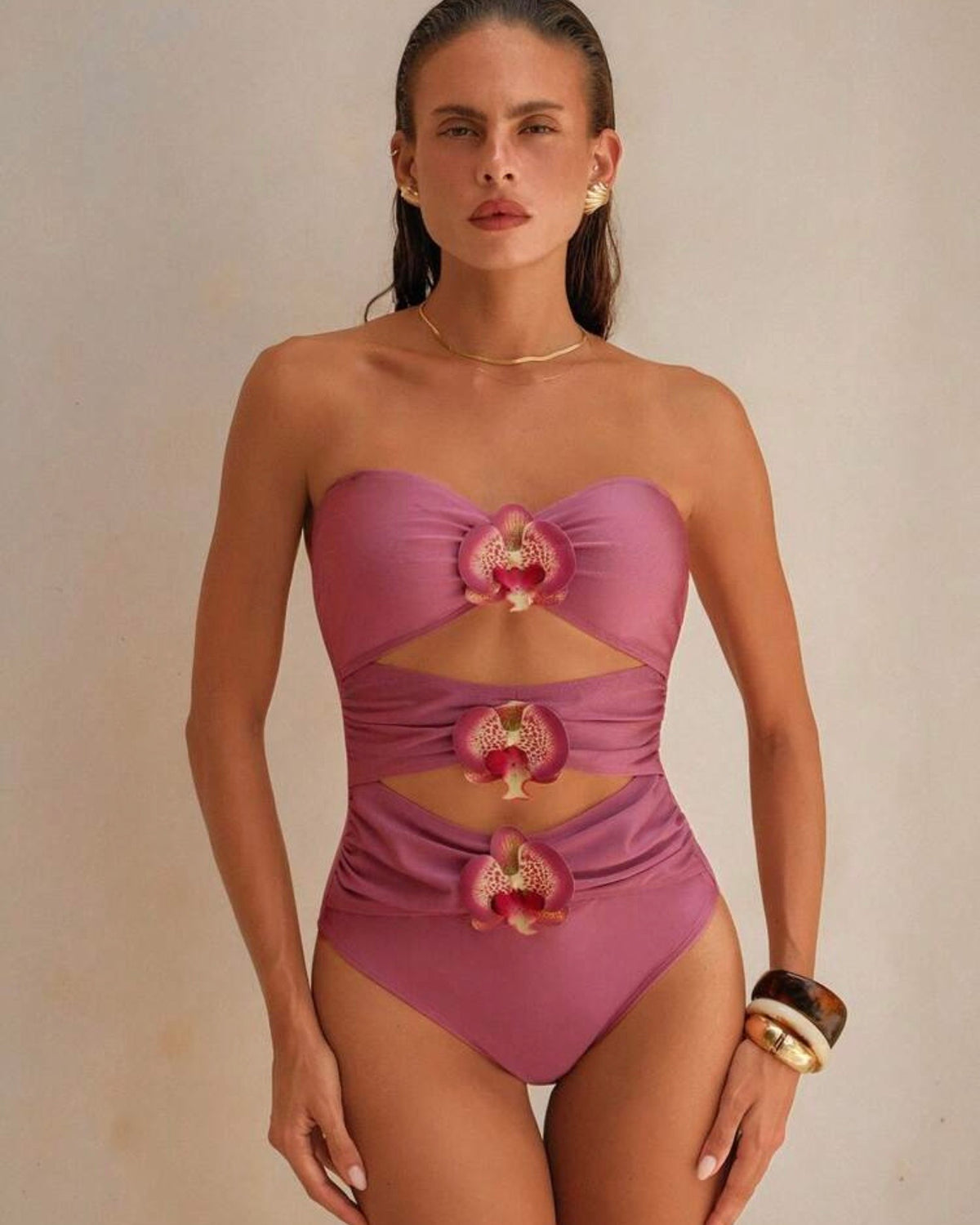 Traje de baño rosado entero