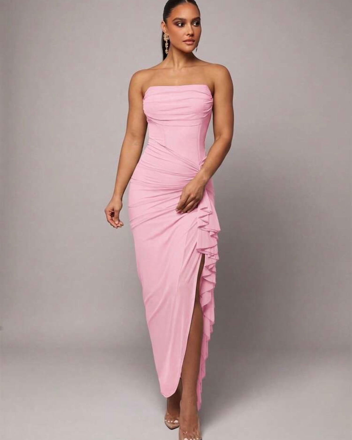 Vestido straple rosado