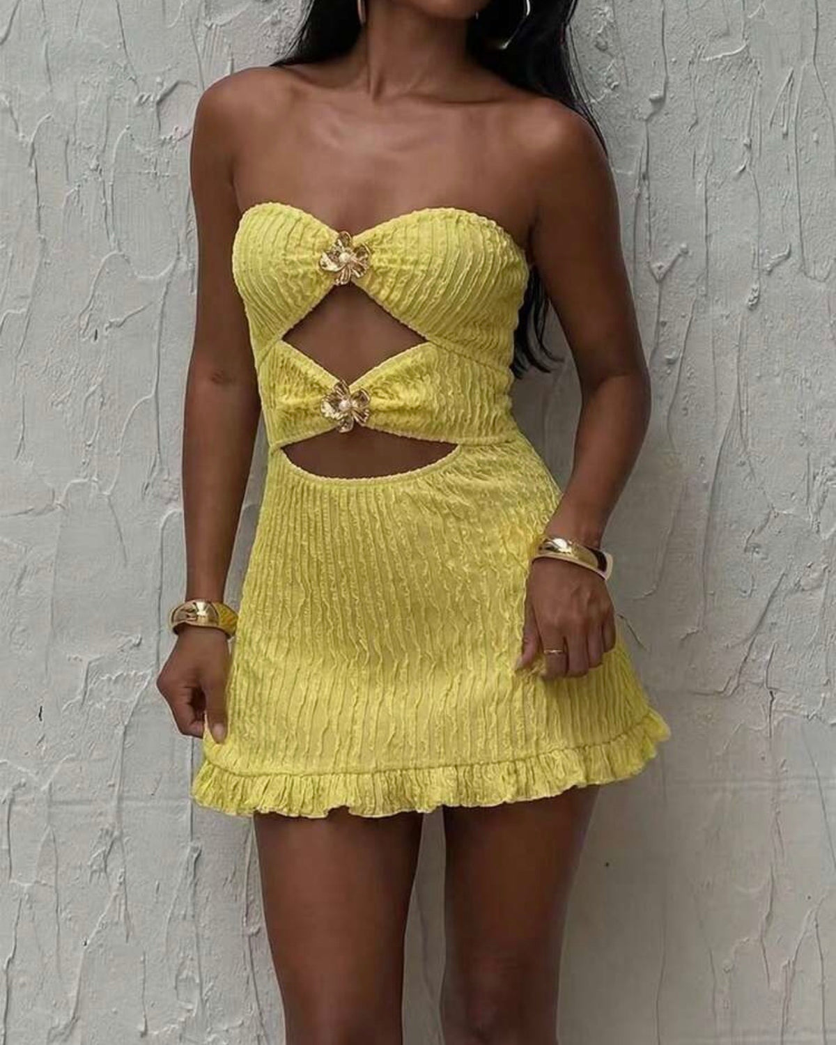 Vestido amarillo straple