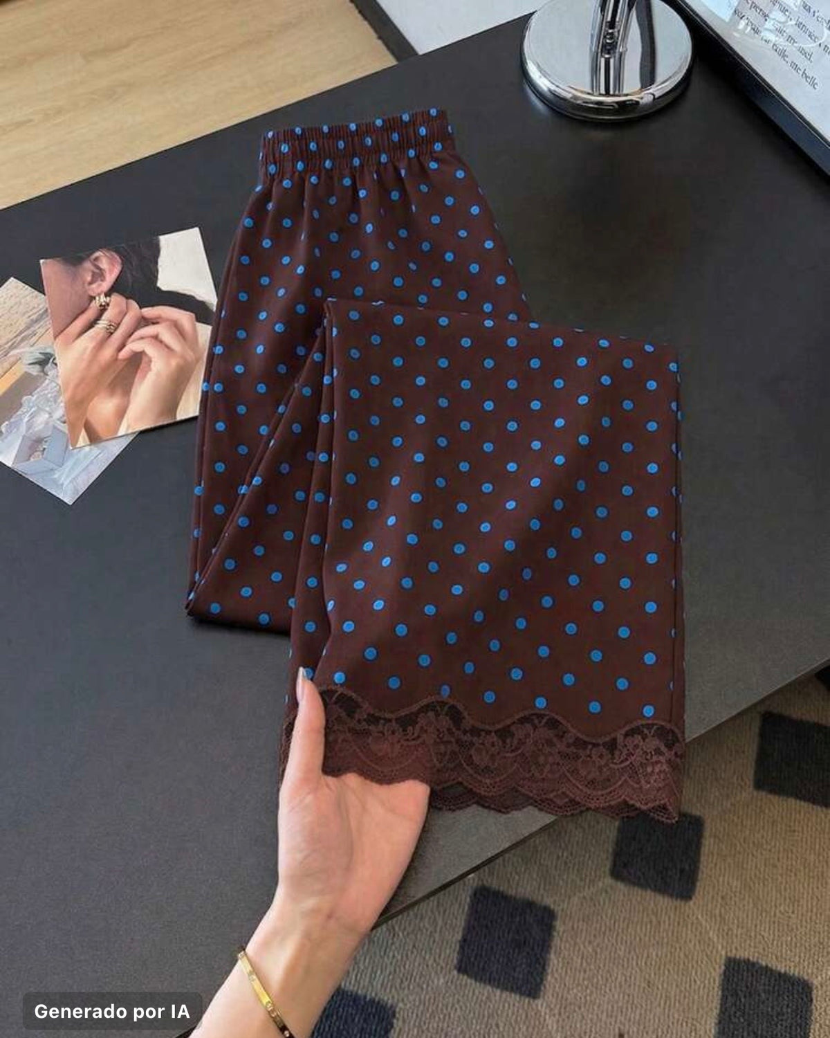 Pantalón café con puntos