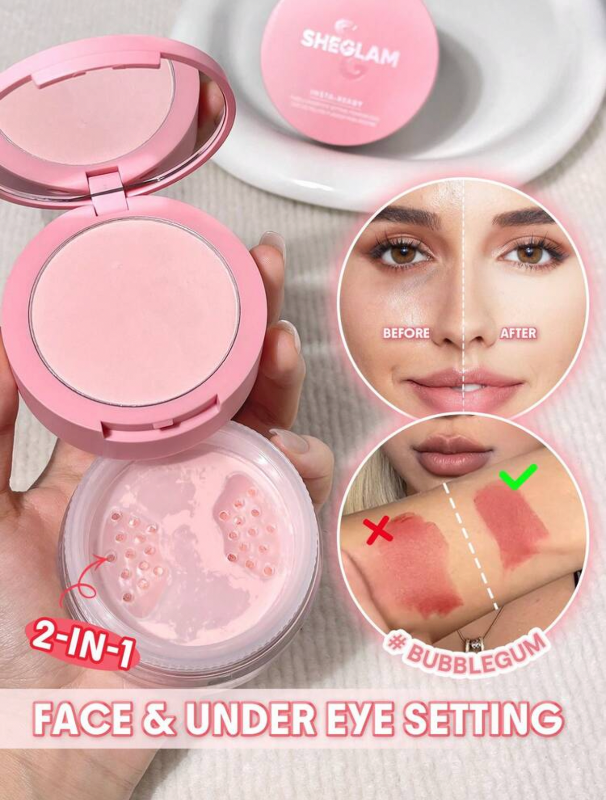 Dúo de polvos fijadores para rostro y contorno de ojos