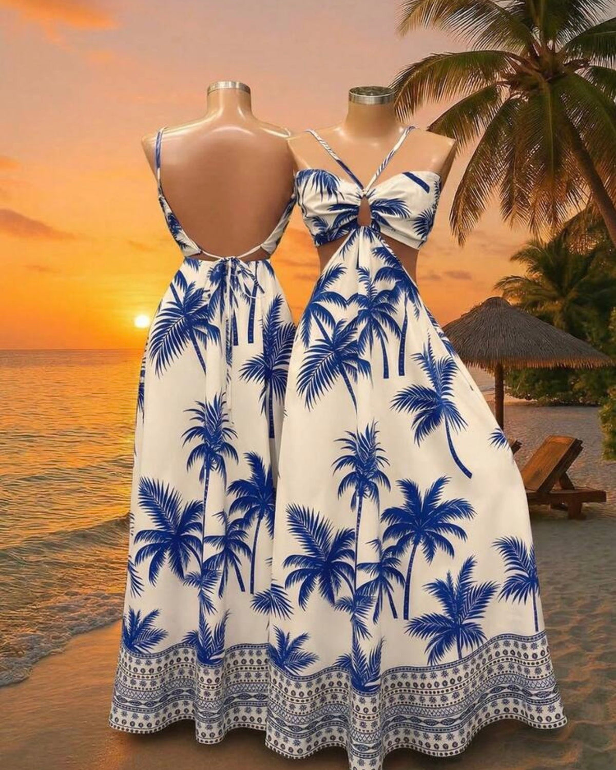 Vestido de palmeras azules