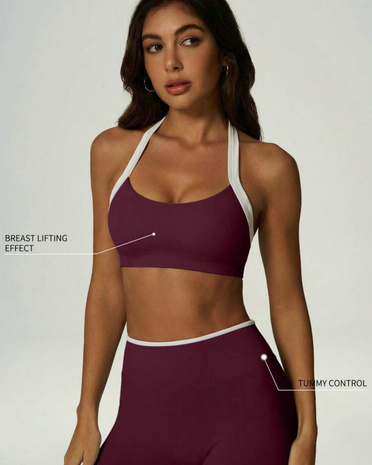 Conjunto deportivo morado top y licra