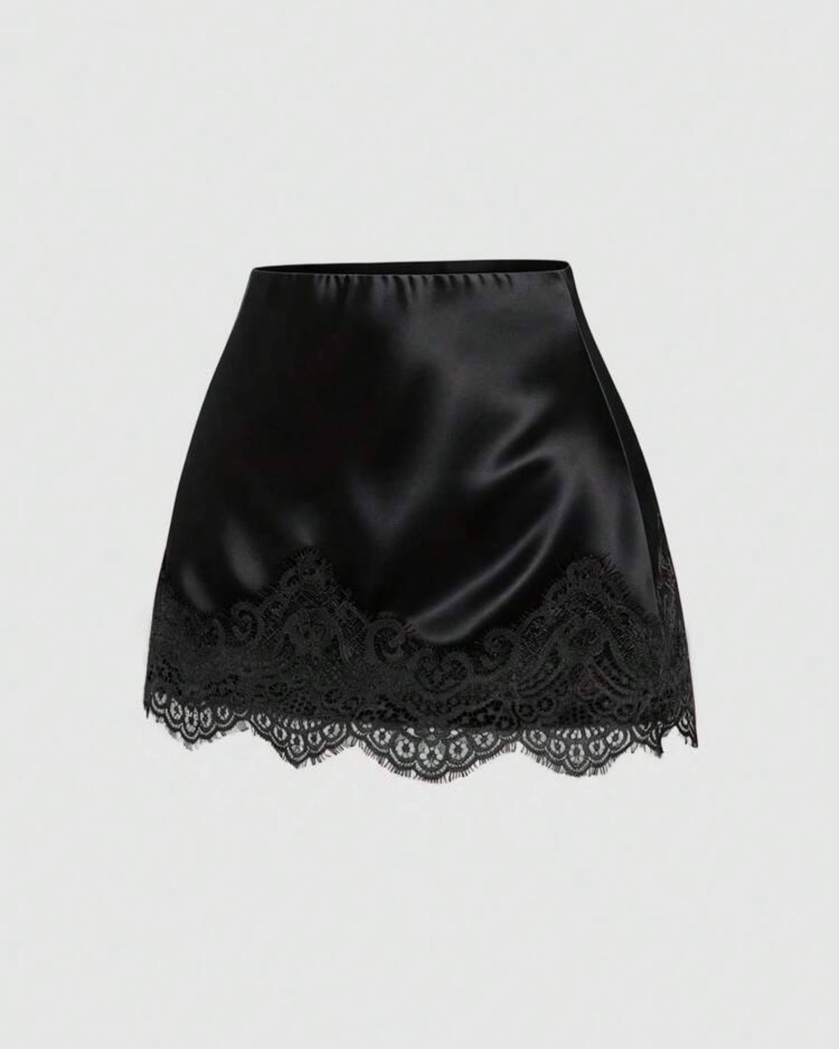 Falda de satin negra