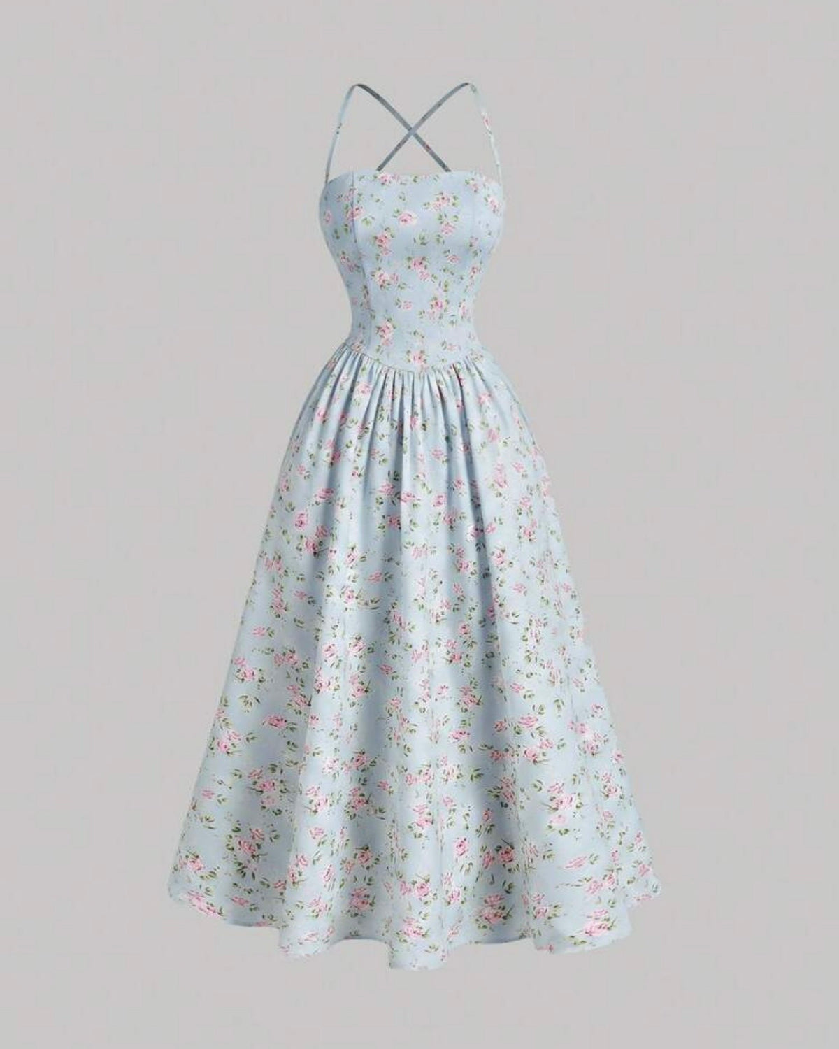 Vestido celeste floreado