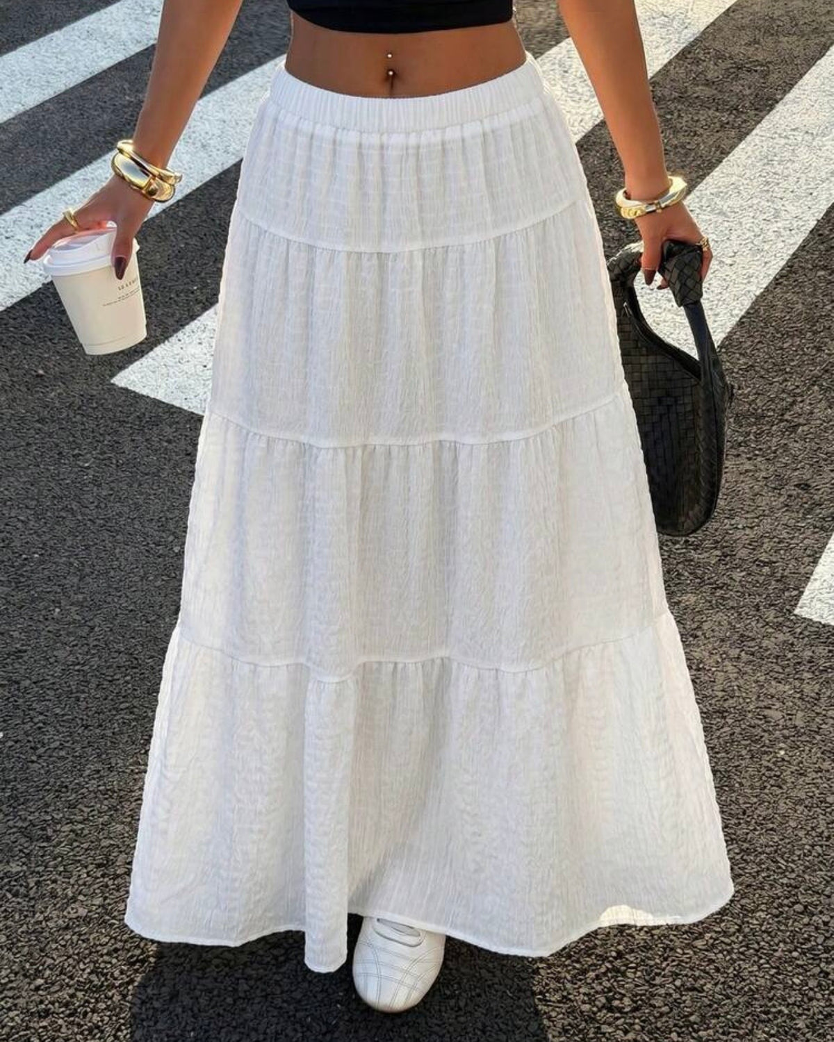Falda blanca larga