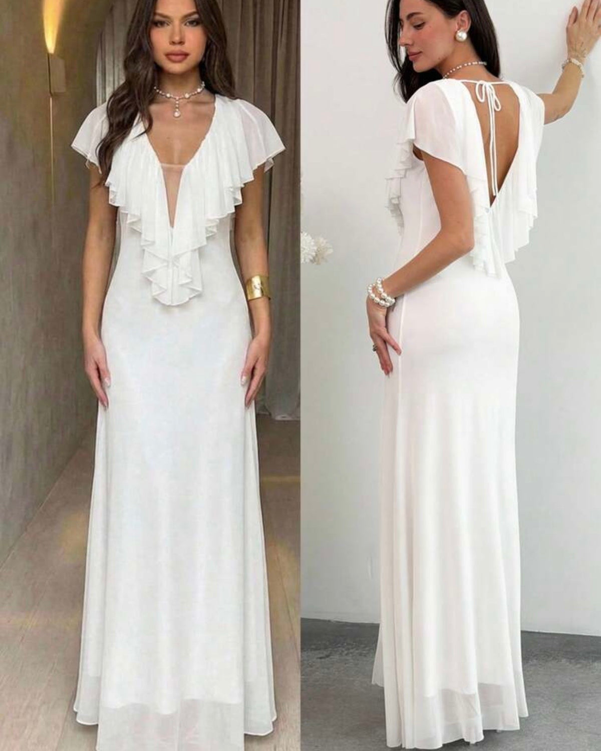 Vestido blanco con vuelos