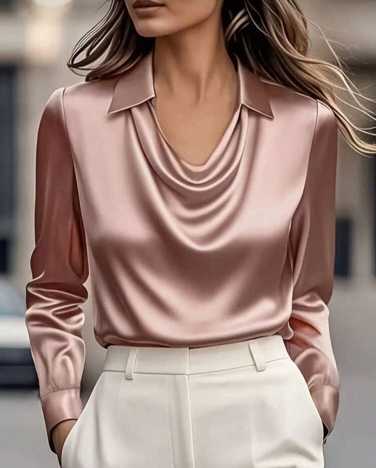 Blusa manga larga satin