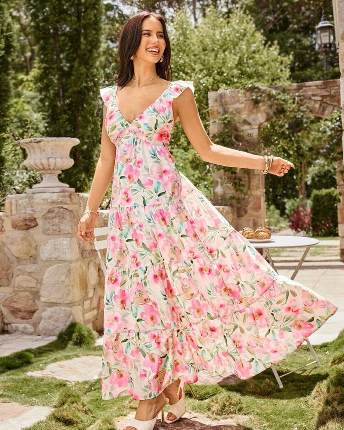 Vestido floreado largo