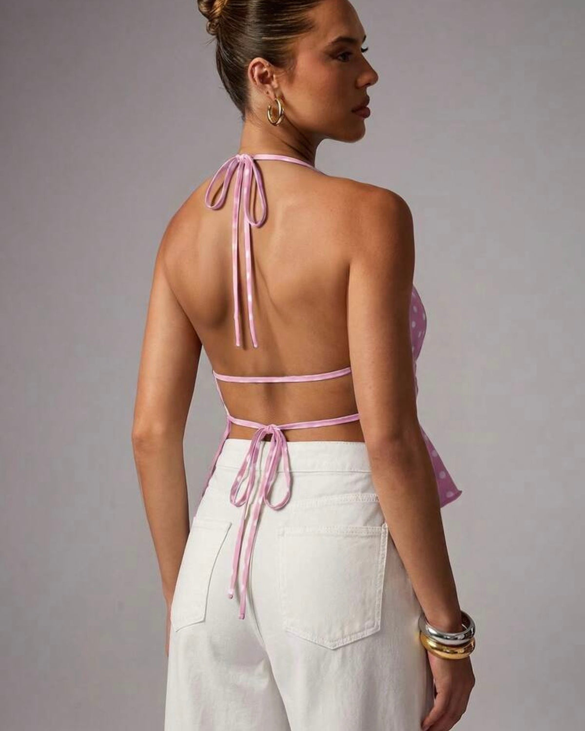 Top avenya rosado de puntos