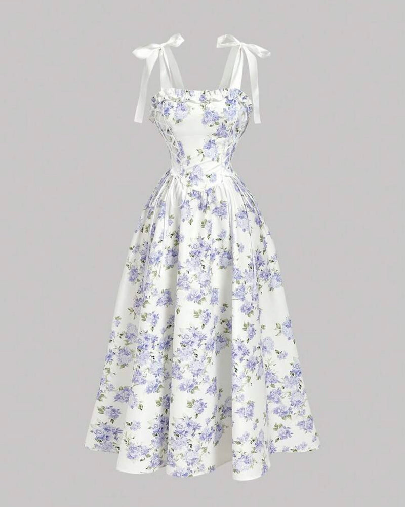 Vestido flores celeste