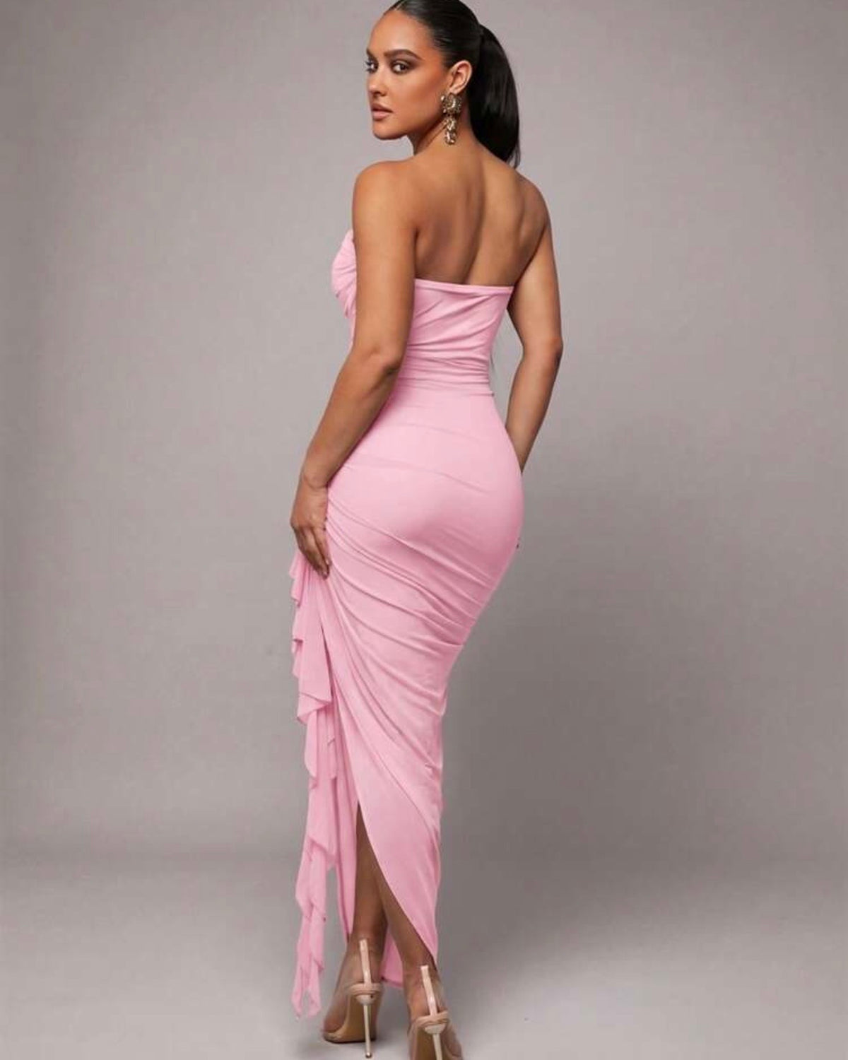 Vestido straple rosado