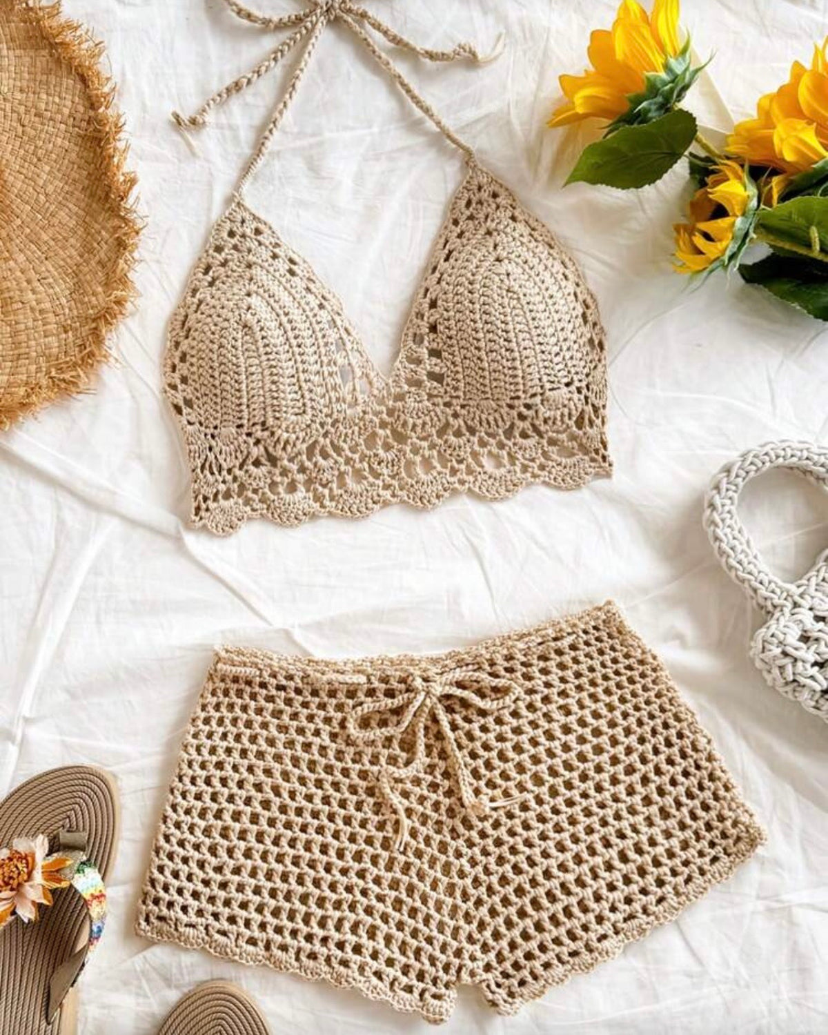 Conjunto playero beige