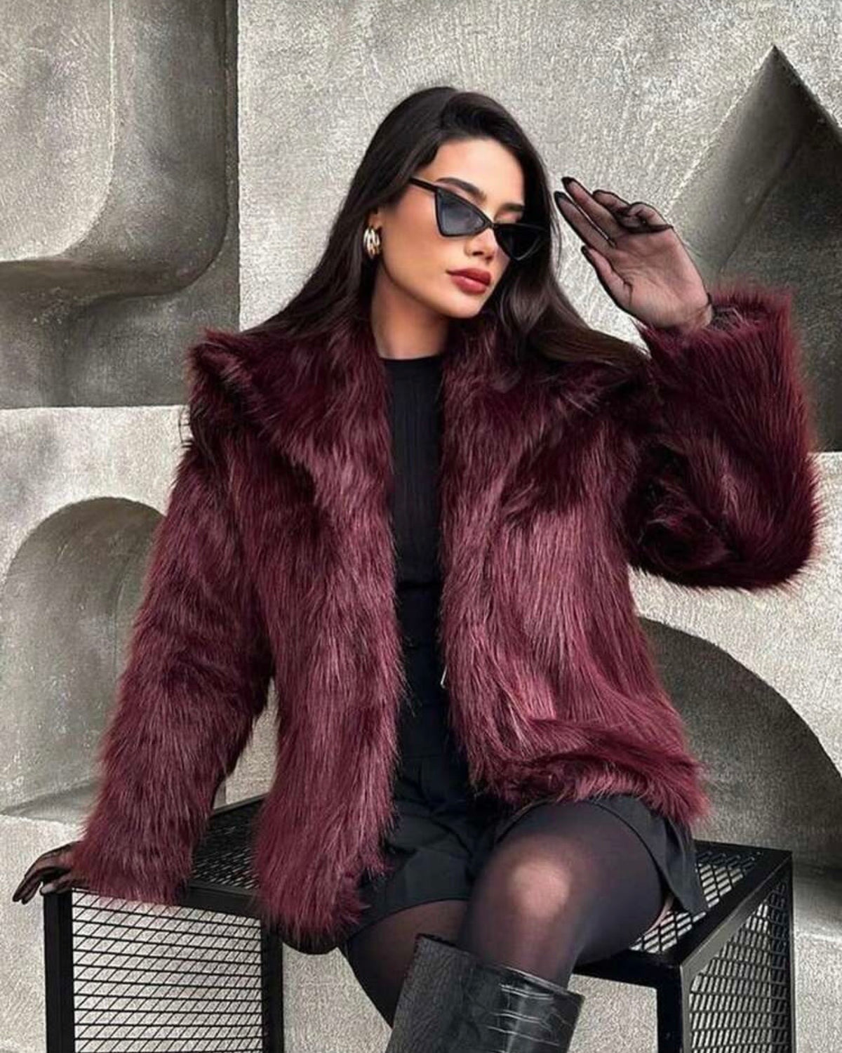 Chaqueta peluda vino