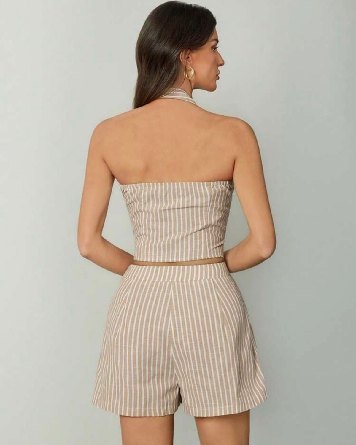 Conjunto beige rayado