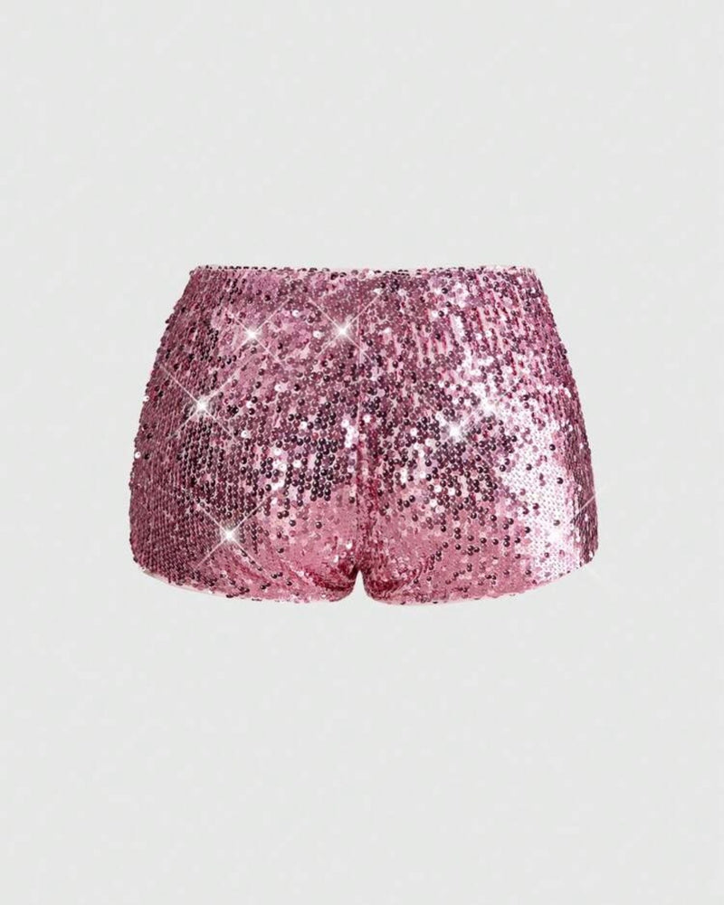Short de lentejuelas rosa