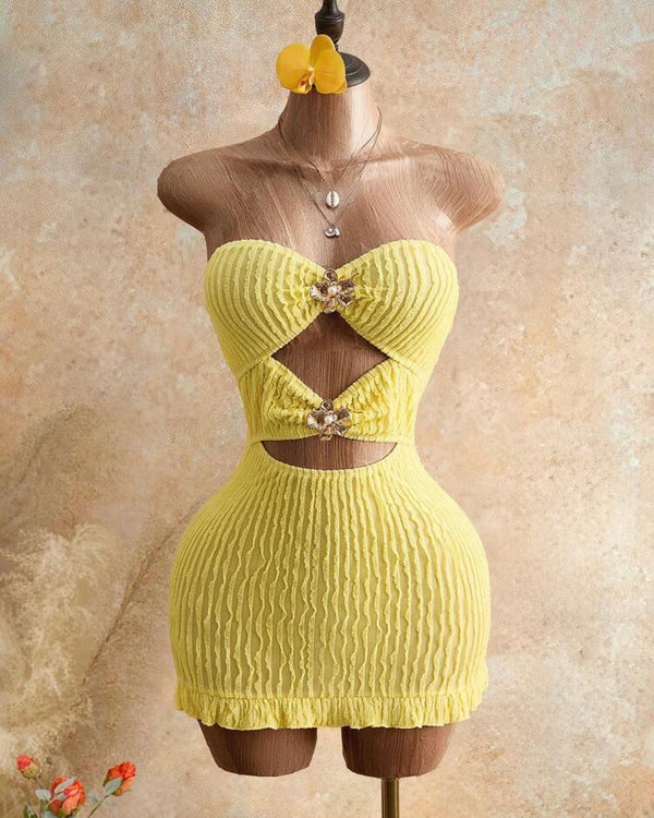 Vestido amarillo straple