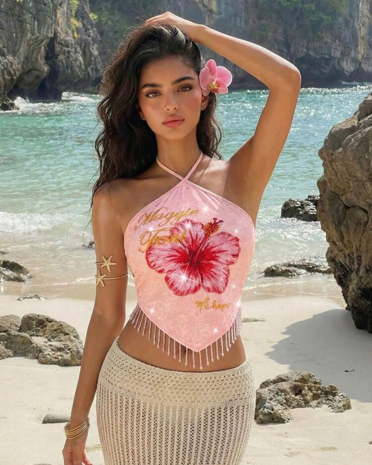 Blusa con flor estampada