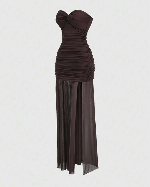 Vestido café straple