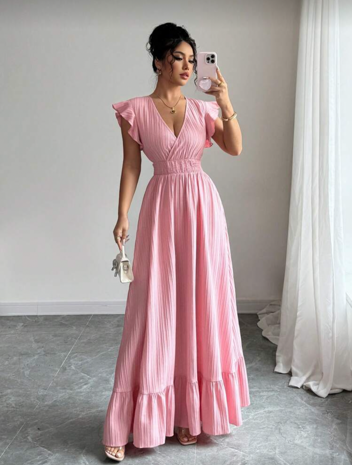 Vestido largo rosa