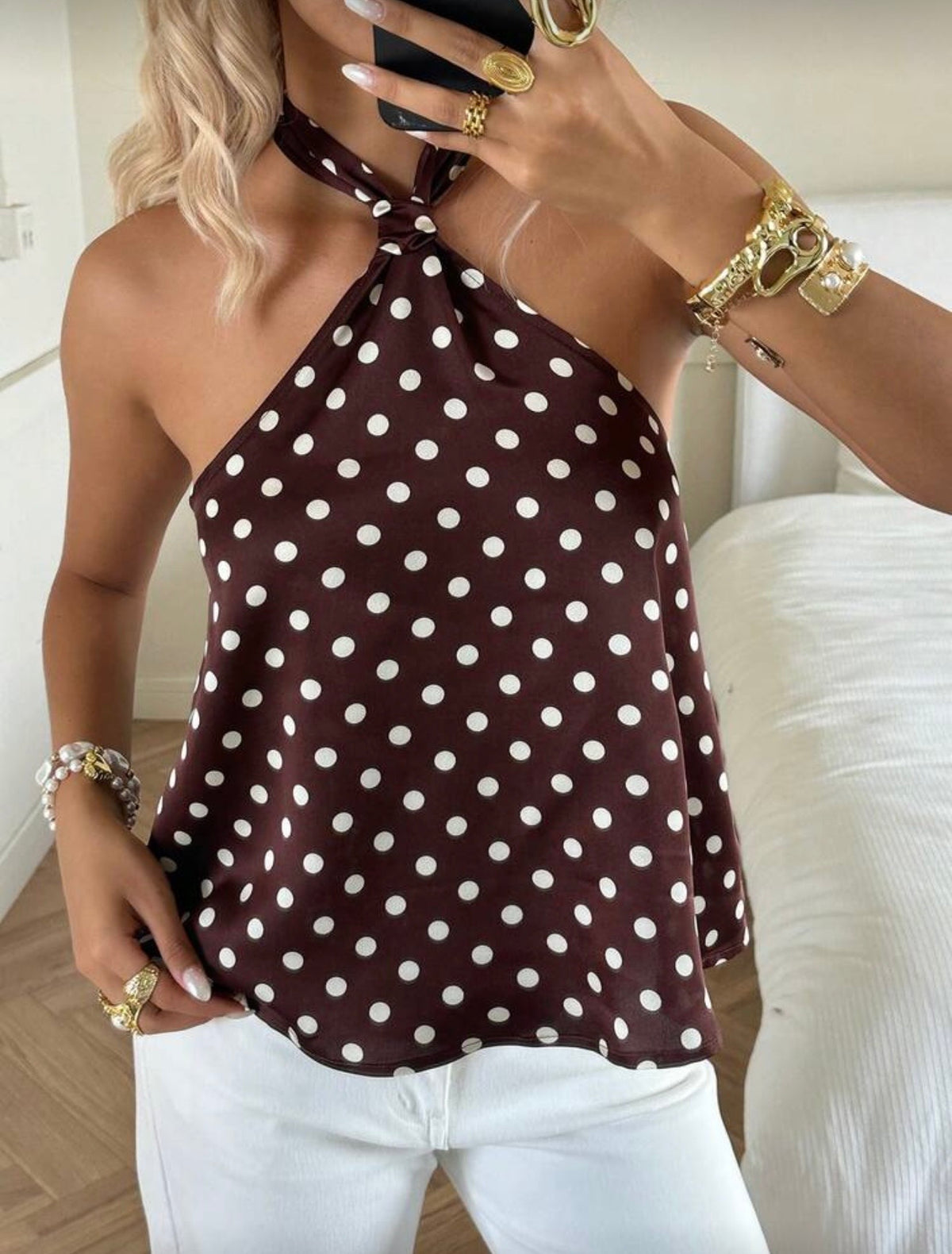 Blusas halter de puntos