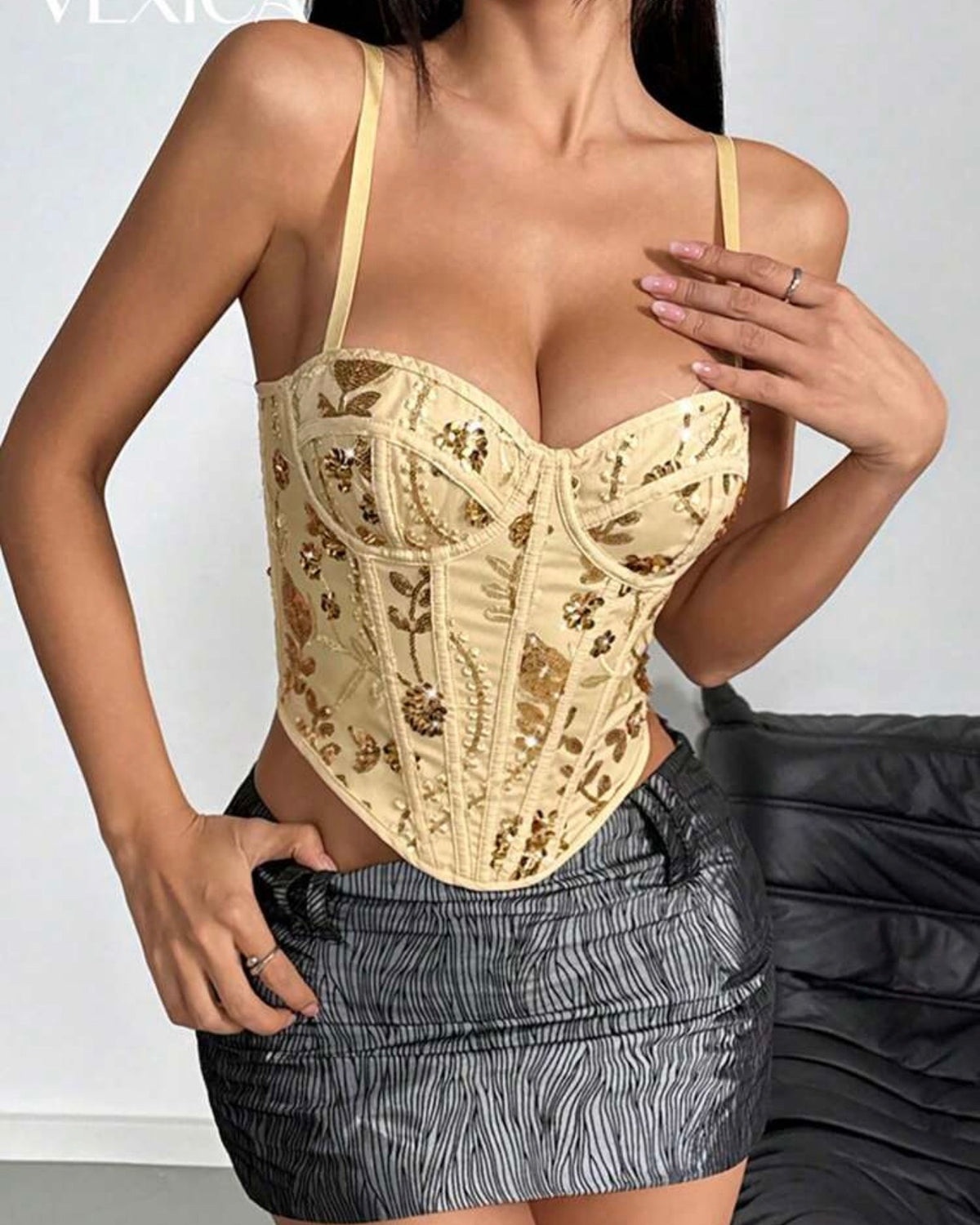 Corset amarillo con lentejuelas
