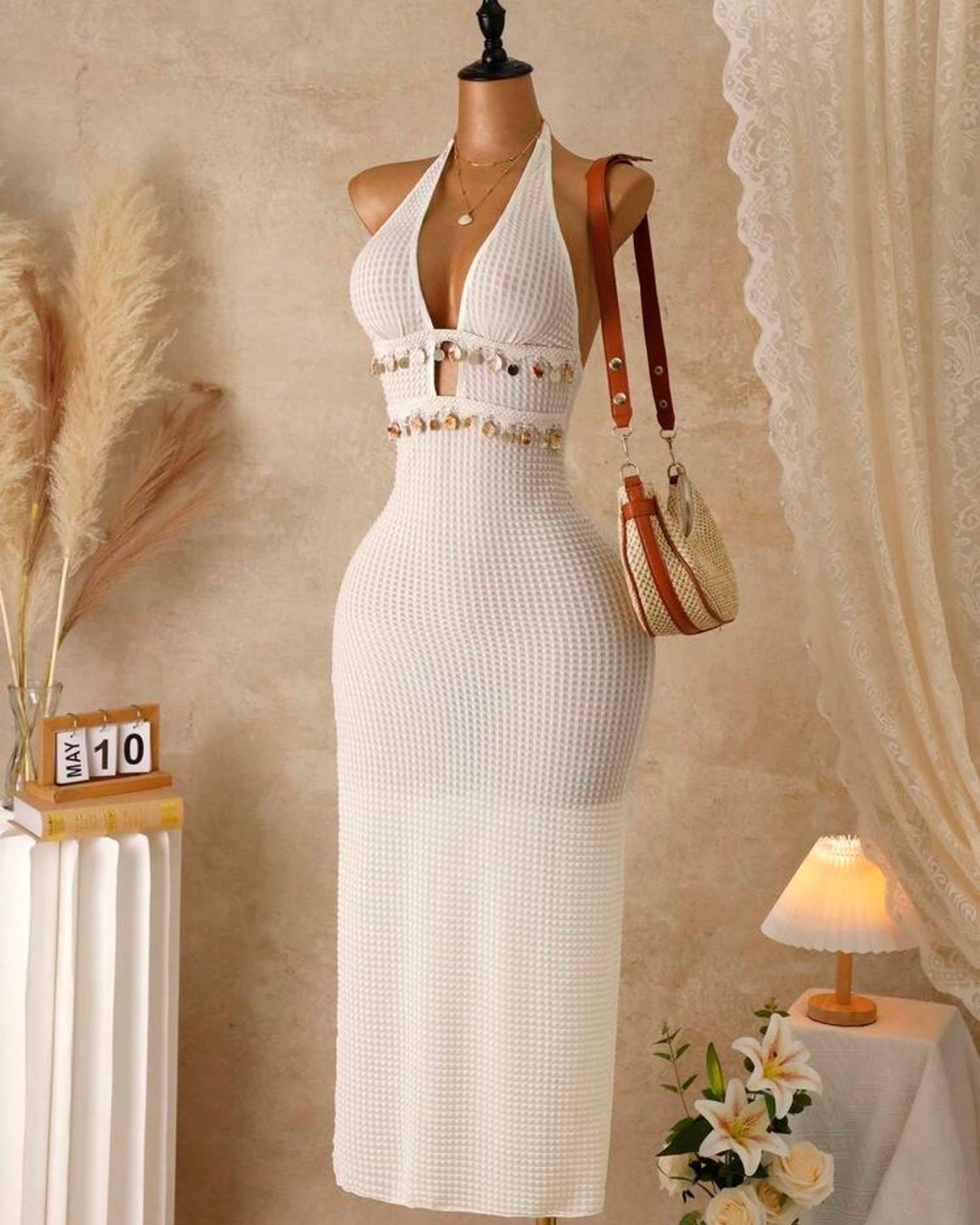 Vestido beige playero
