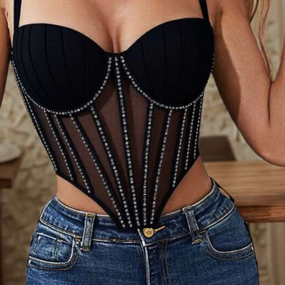 Corset negro con lentejuelas