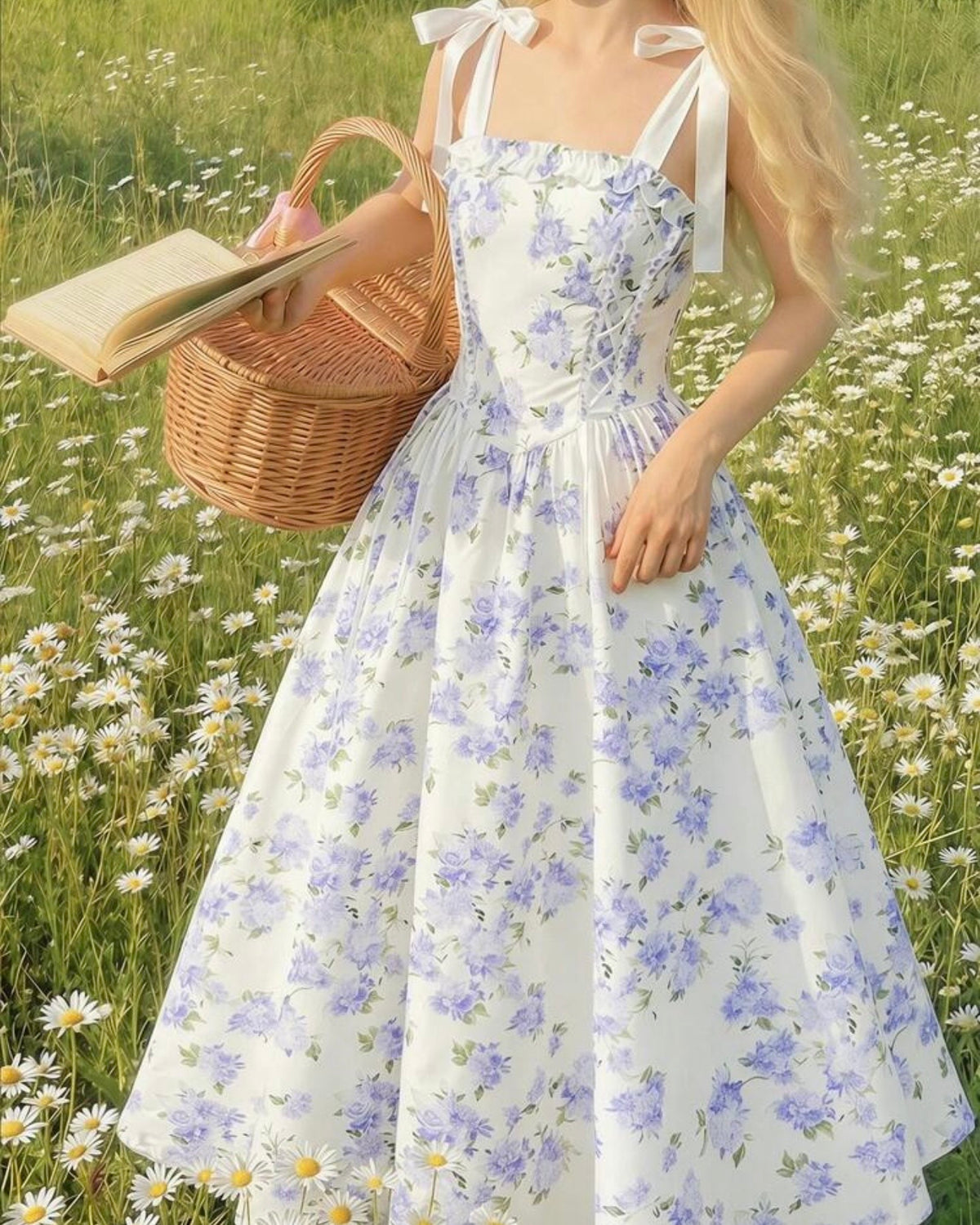 Vestido flores celeste
