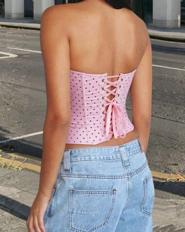 Corset rosado de puntos