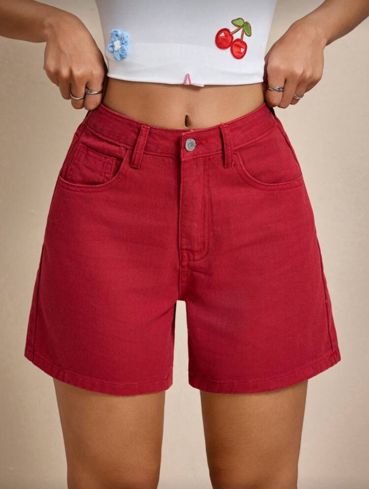 Short largo rojo