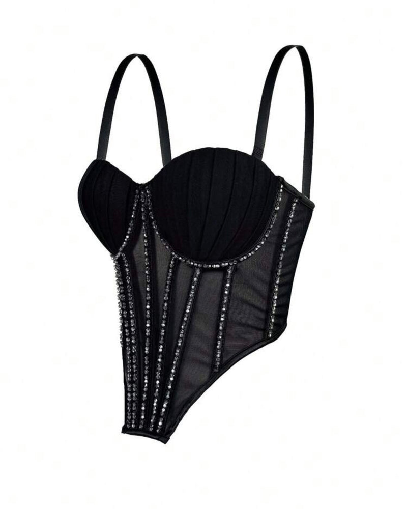 Corset negro con lentejuelas