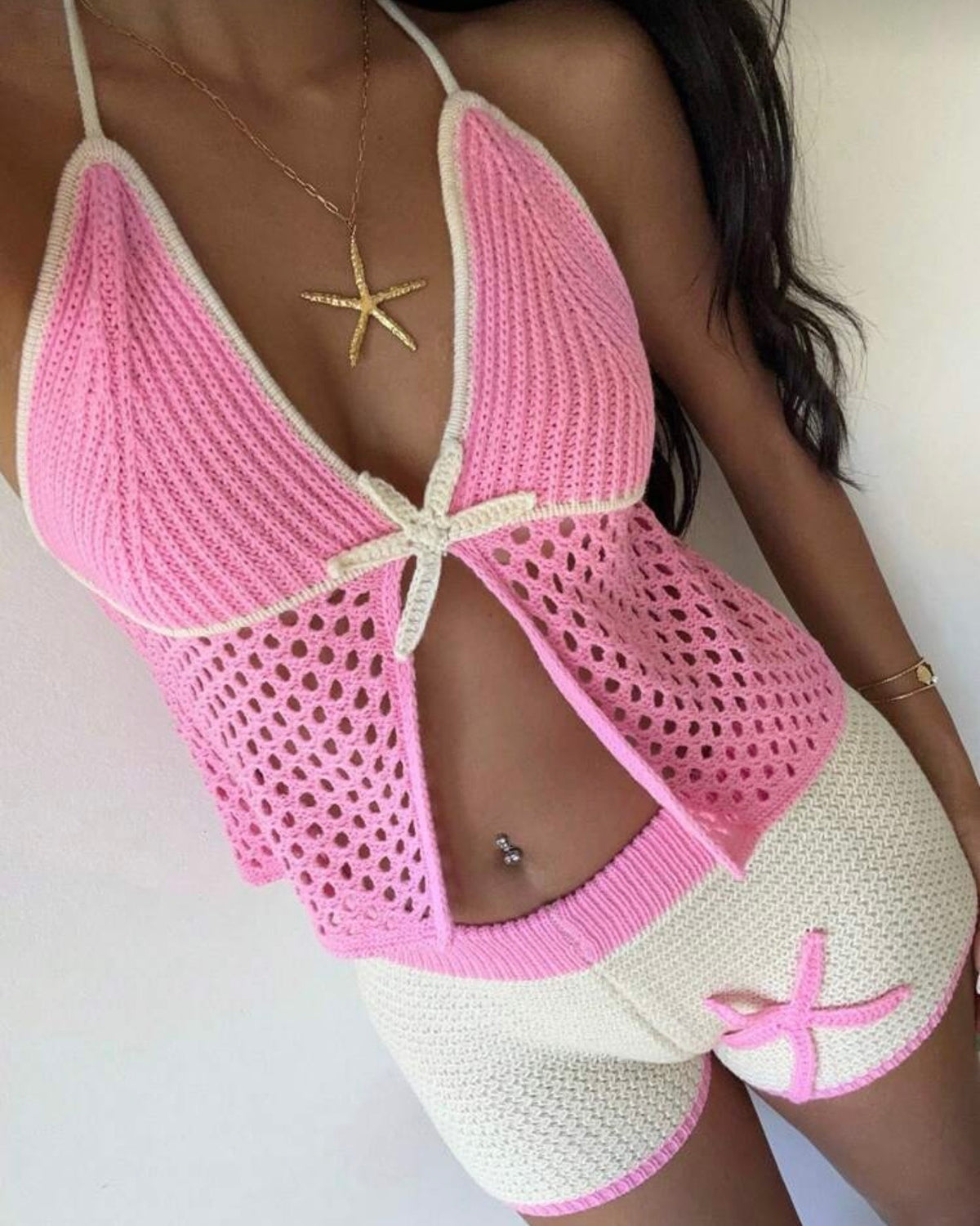 Conjunto rosa playero