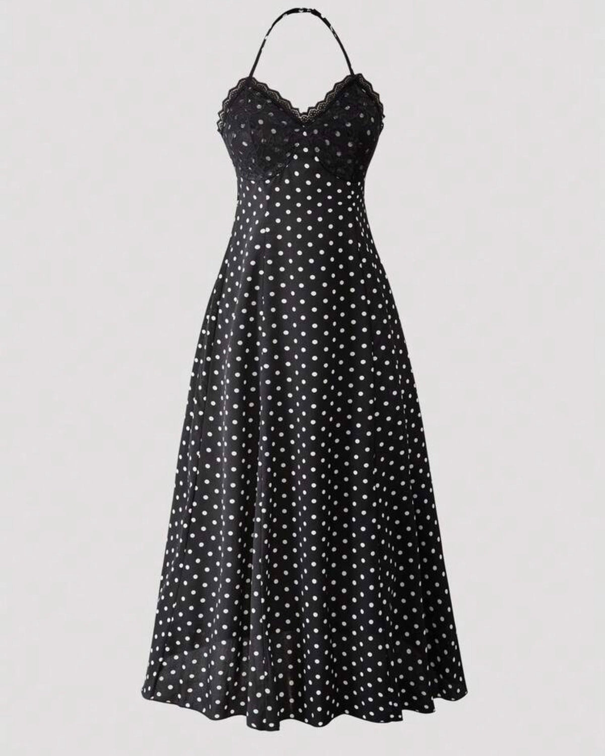 Vestido negro de puntos