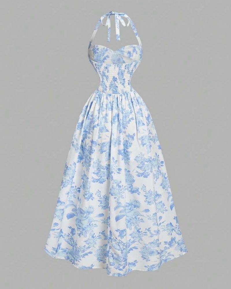 Vestido flores celeste