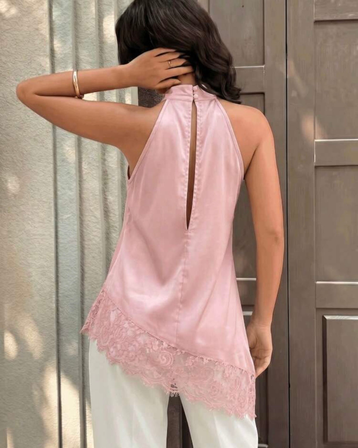 Blusa asimétrica rosa