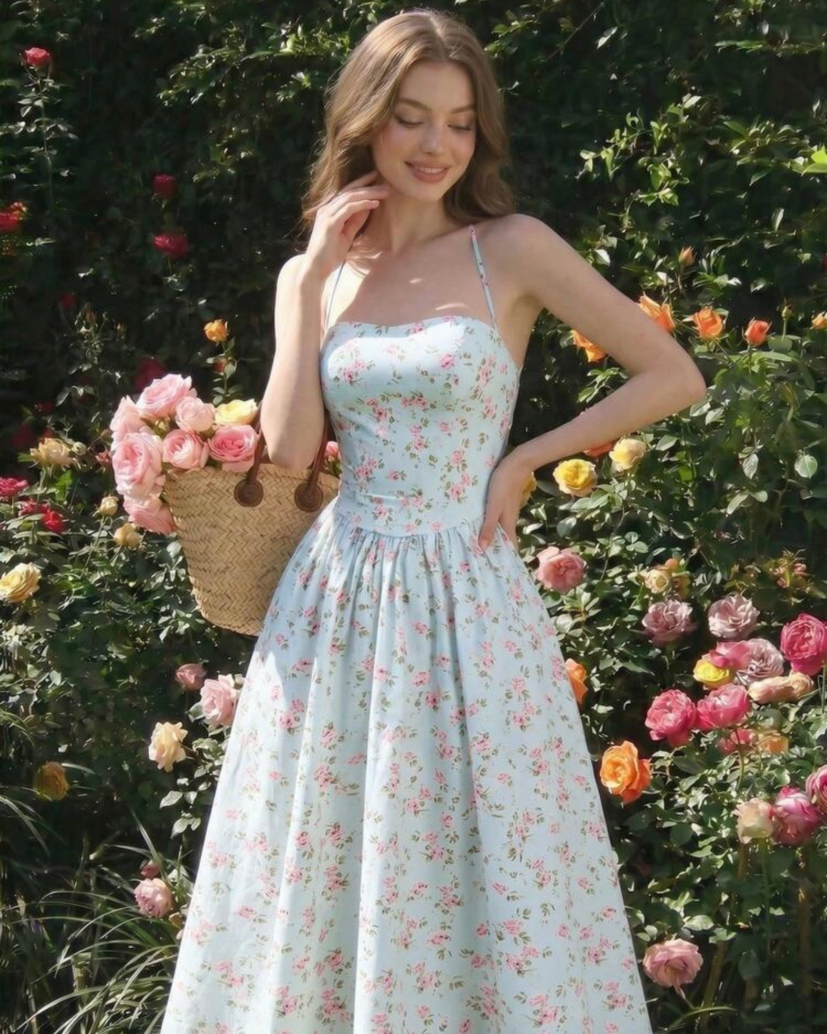 Vestido celeste floreado