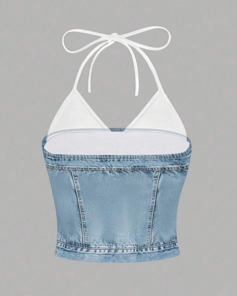 Top estampado de mezclilla