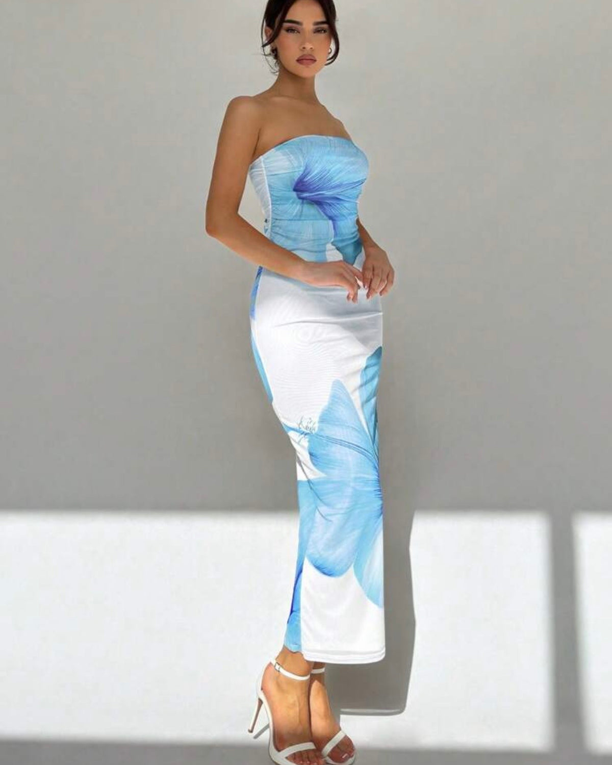 Vestido flores celeste